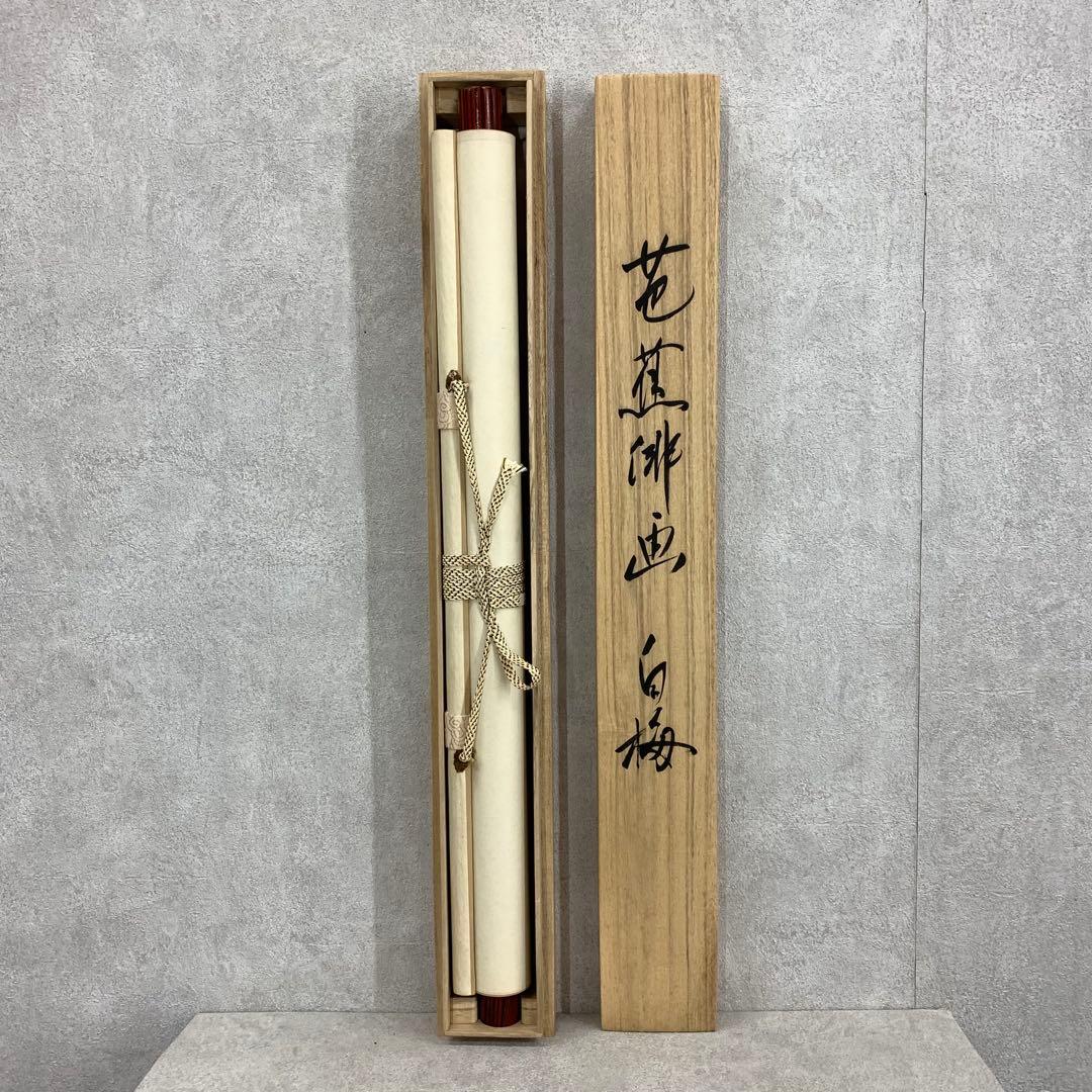 掛軸 秀浦 芭蕉俳画 白梅 共箱 画賛 茶掛 茶道具 書 3-80 - メルカリ