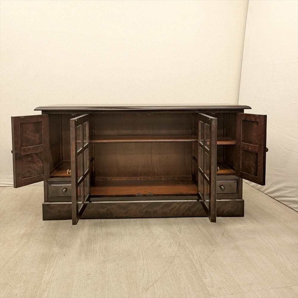 北海道民芸家具 樺 カバ材 無垢 サイドボード キャビネット 収納棚 飾り棚