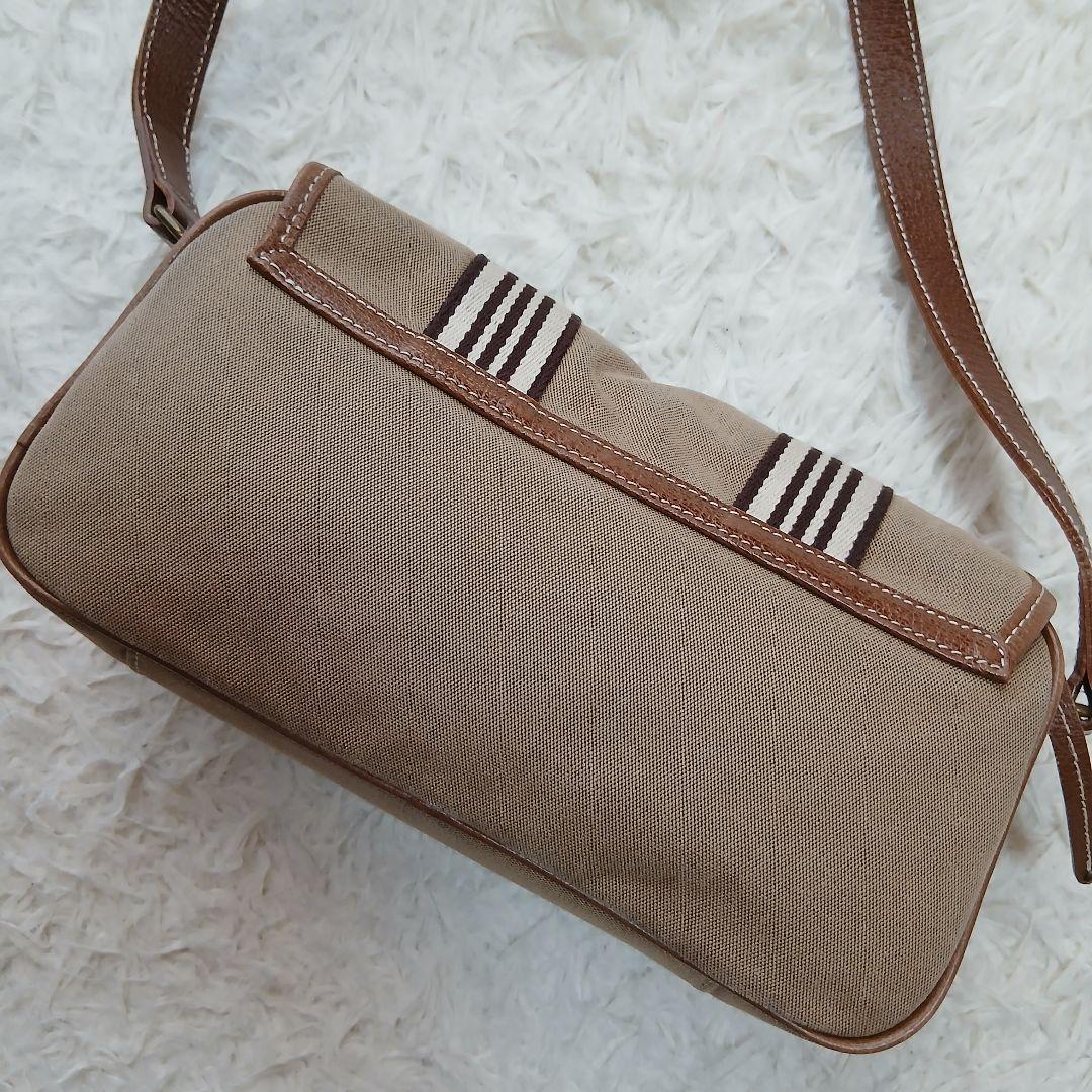 【BURBERRY BLUE LABEL】キャンバス ショルダーバッグ ロゴ刺繍