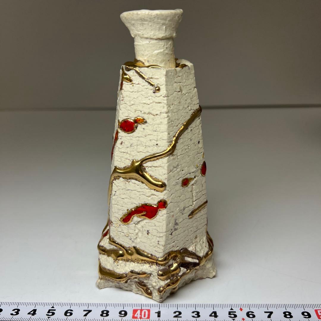 市川透　葉隠粉引徳利　共箱　高さ約15㎝　東Y7-1010☆2Fトヒカコ