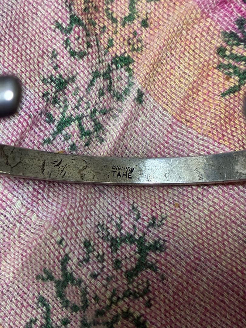 Tahe starling Indian銀古いバングル渋いstamp