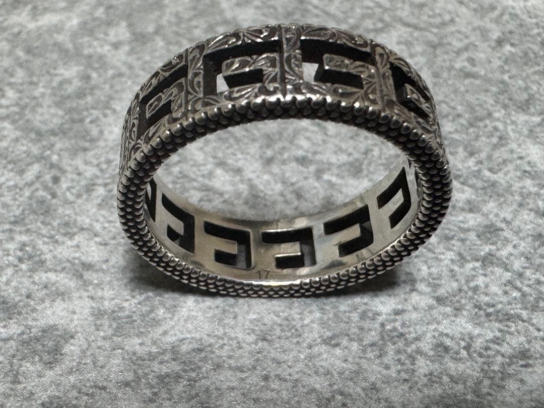 グッチ スクエアG シルバー リング 17号 (実寸16号) アラベスク 925