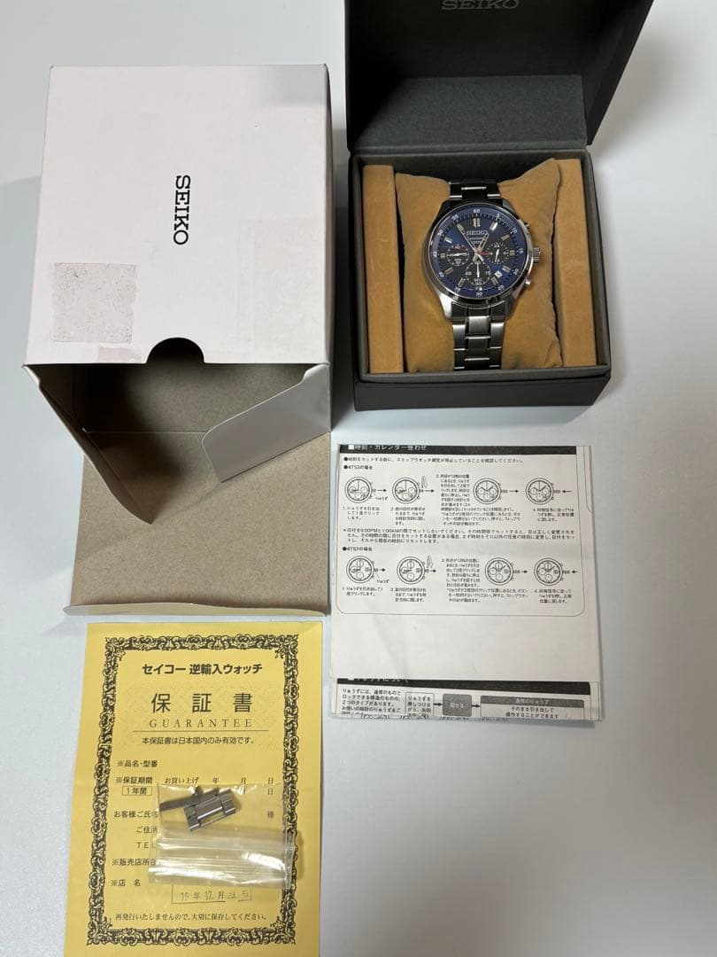 【美品】SEIKO セイコー クロノグラフ 4T57-00B0 クォーツ ブルー
