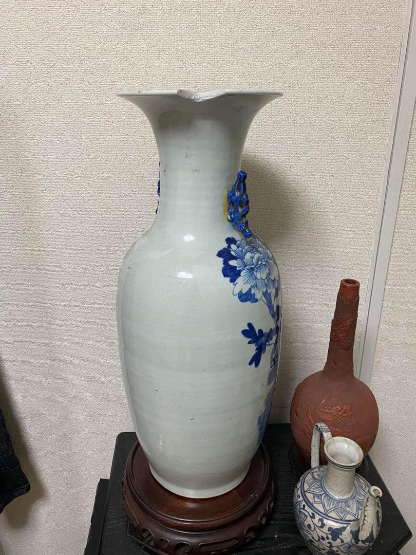 中国 清時代☆花瓶 染付 唐物 骨董品 古美術