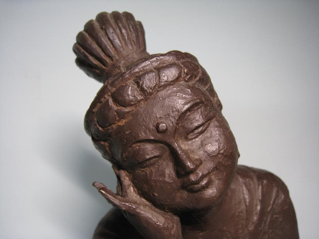 ブロンズ製　【やすらぎ】友沢正彦　おはぐろ技法　如意輪観音菩薩坐像