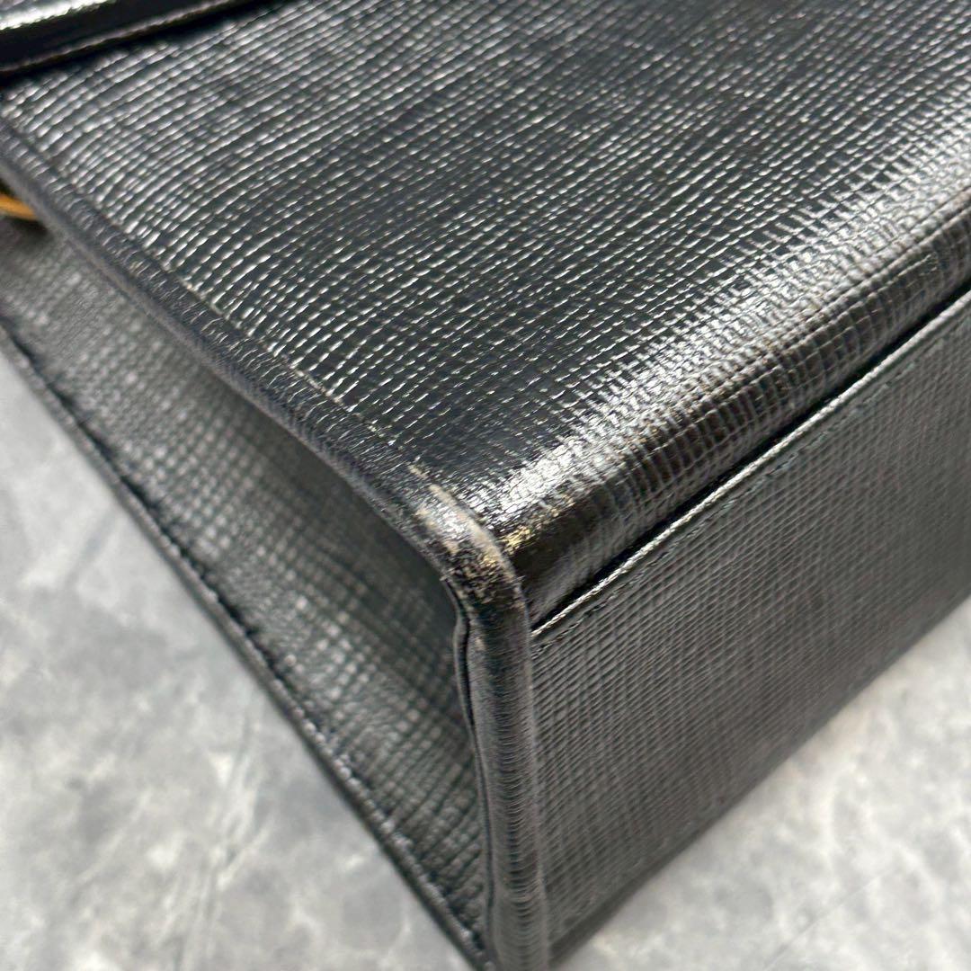 【極美品】クレージュ 2way ハンドバッグ レザー ロゴ金具 ブラック