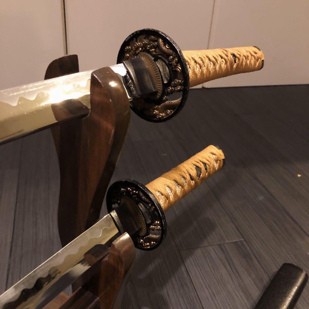 本格模造刀　居合刀　 2本セット　美術刀剣　太刀　脇差　大小セット　茶拵え