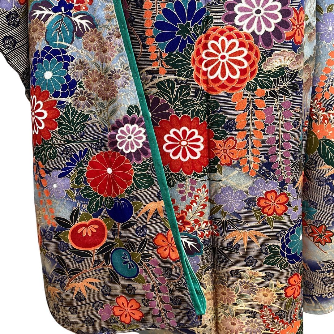 あ969)渋めの色味の振袖㊗️大振袖⑤点セット✨