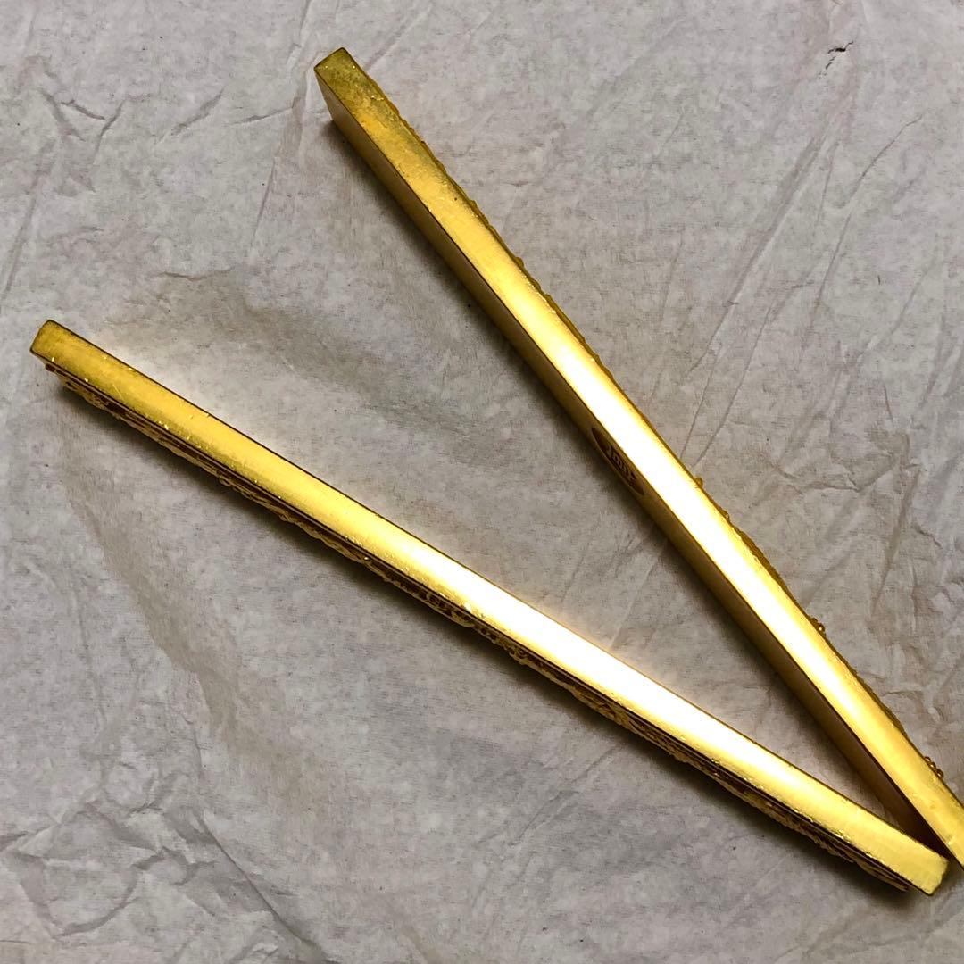 文鎮 文房具 書道用 金龍・金鳳 彫刻 時代物 2本セット