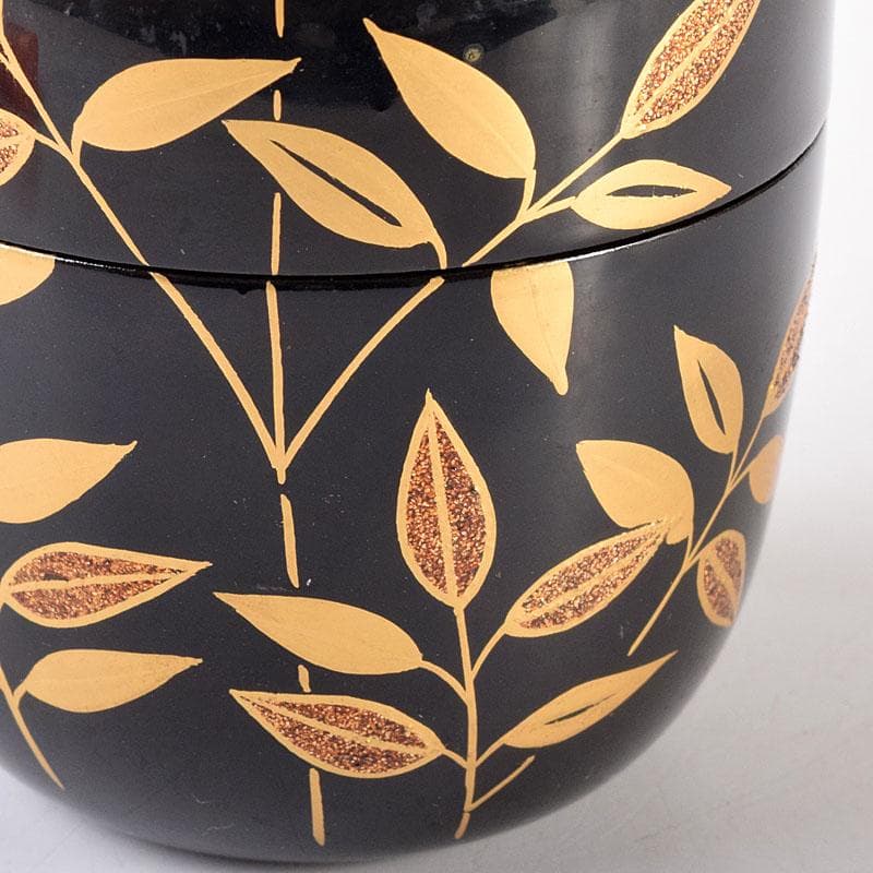 茶道具　越前塗　佐々木麗峰作　利休伝来写　笹蒔絵　中棗　共箱　V　7133