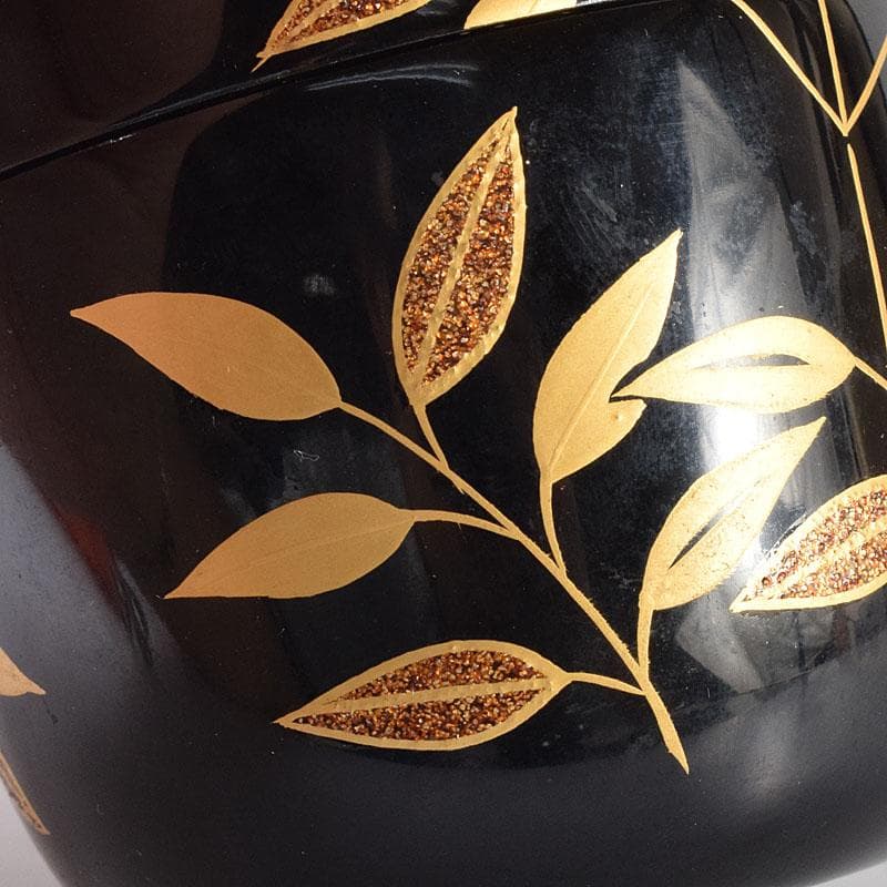 茶道具　越前塗　佐々木麗峰作　利休伝来写　笹蒔絵　中棗　共箱　V　7133