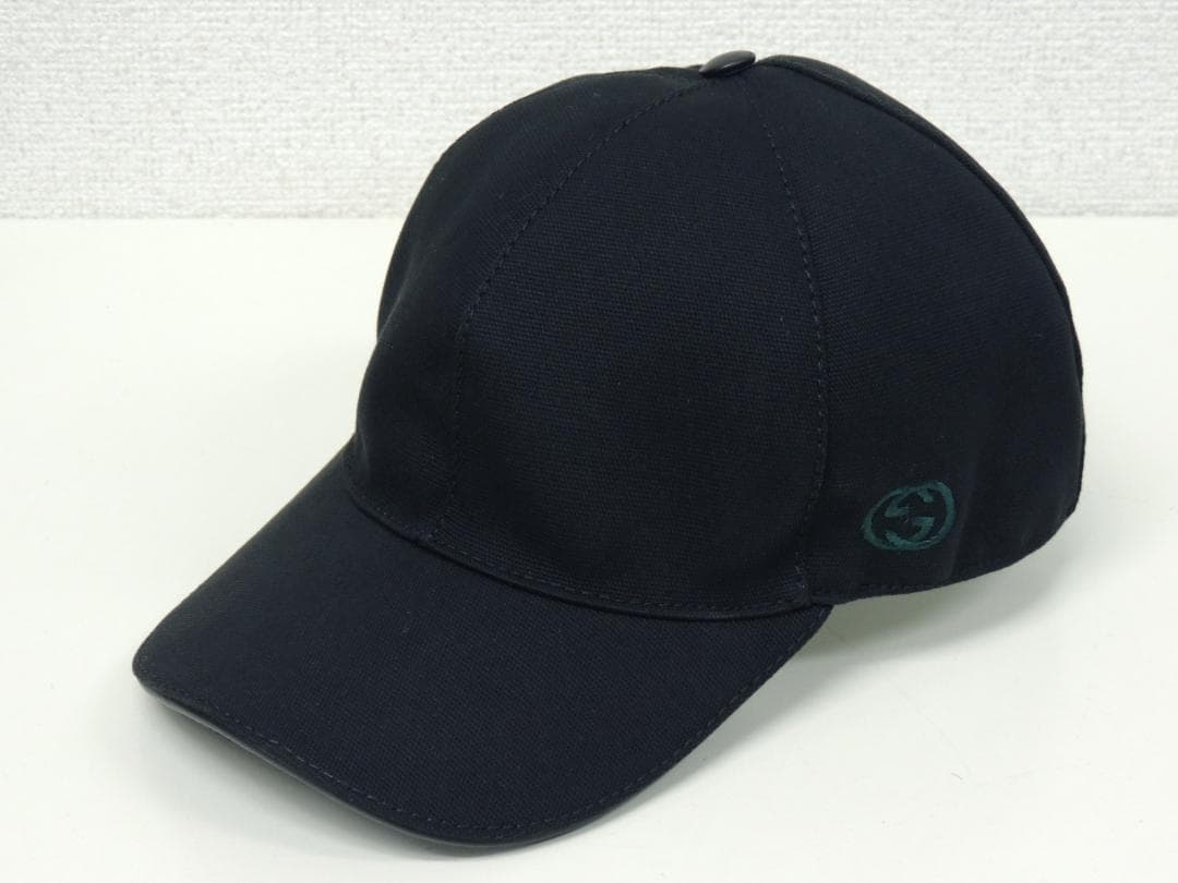 グッチGUCCIインターロッキングGブラックコットンキャップシェリー
