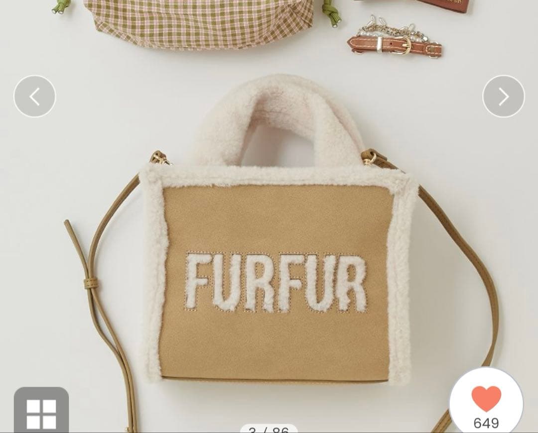FURFUR ムートンロゴトート　ベージュ
