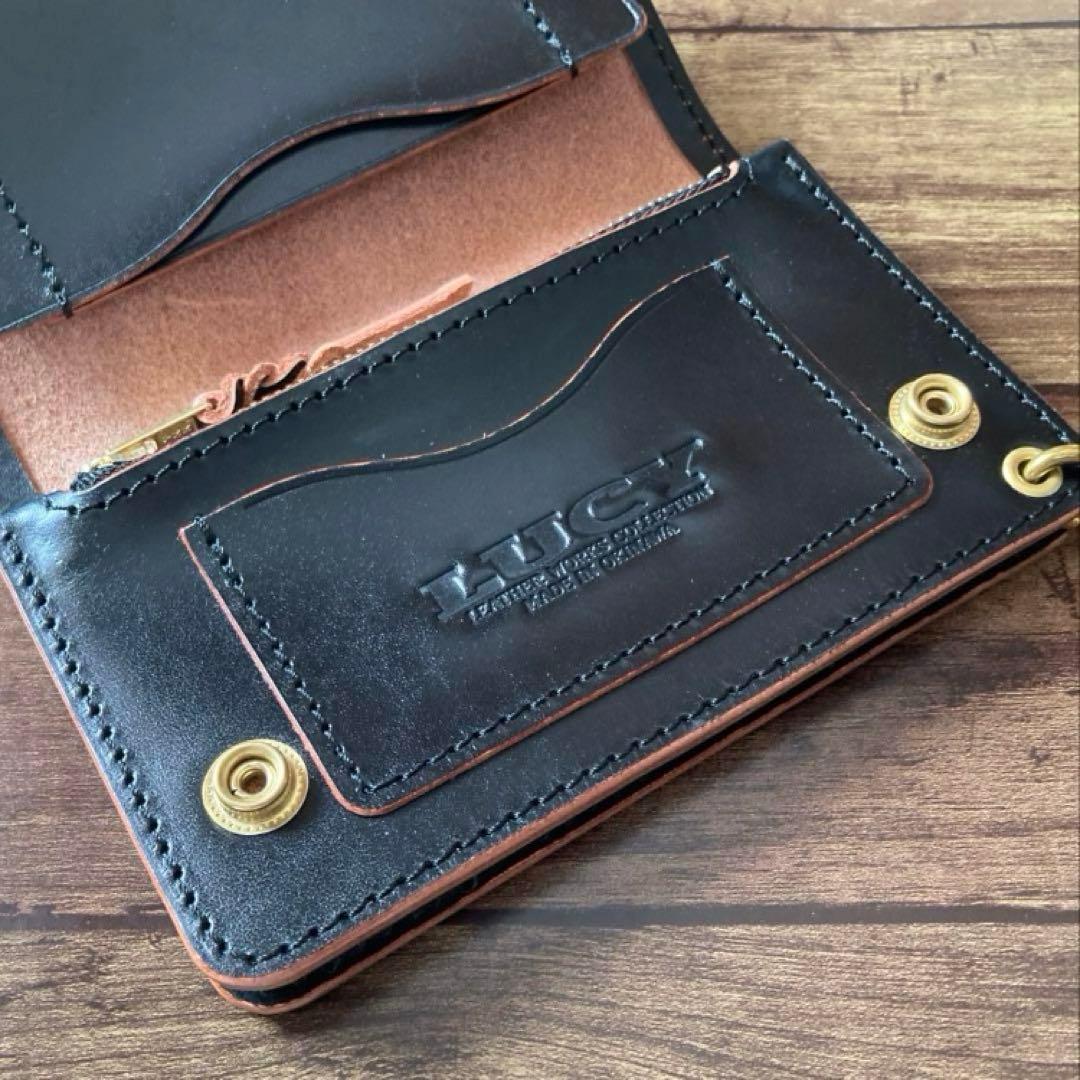 【ぽ】北米ステアハイド トラッカーウォレット150【お札を折らずに収納】