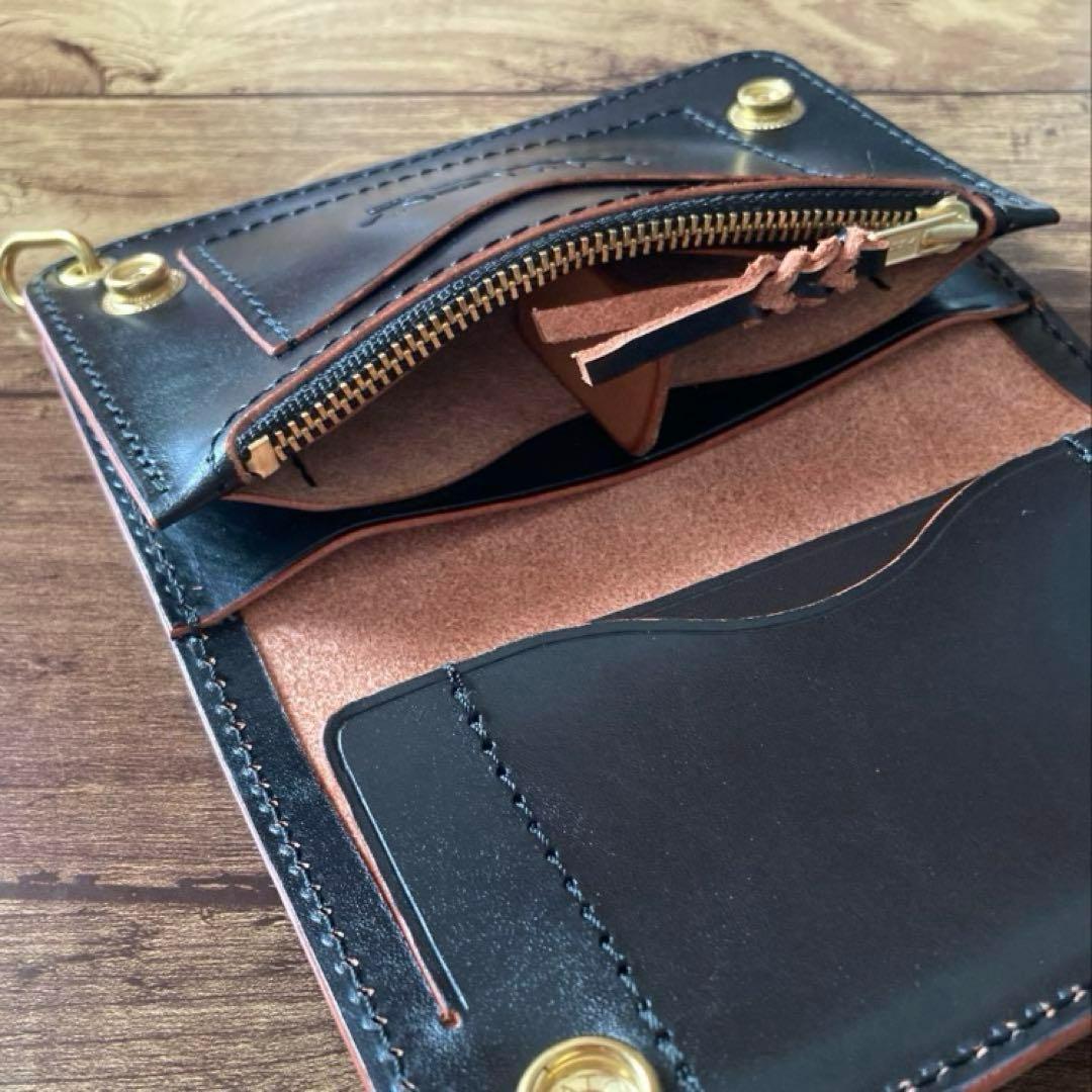 【ぽ】北米ステアハイド トラッカーウォレット150【お札を折らずに収納】