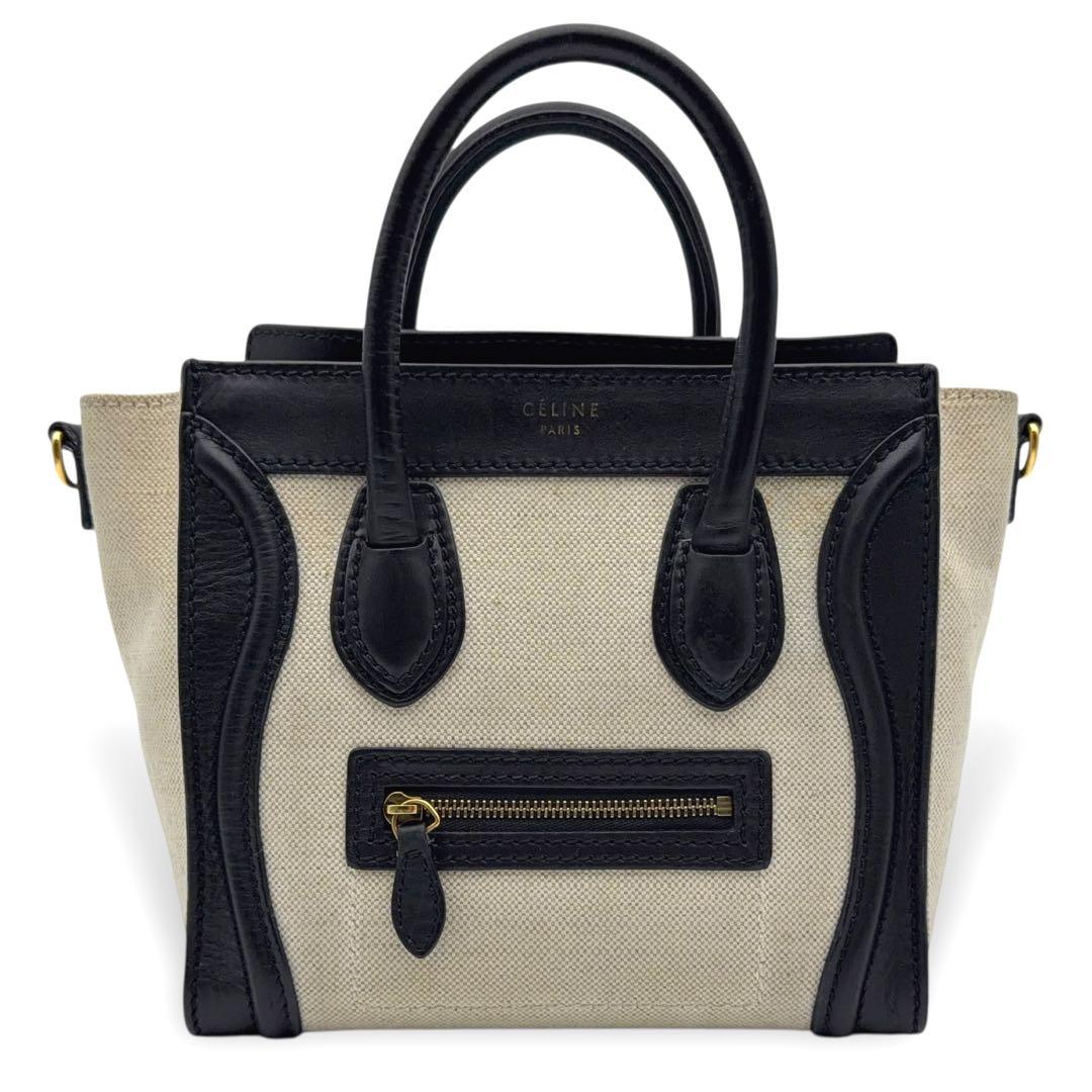 【美品】セリーヌ ラゲージ ナノショッパー ブラック ハンドバッグ ２WAY