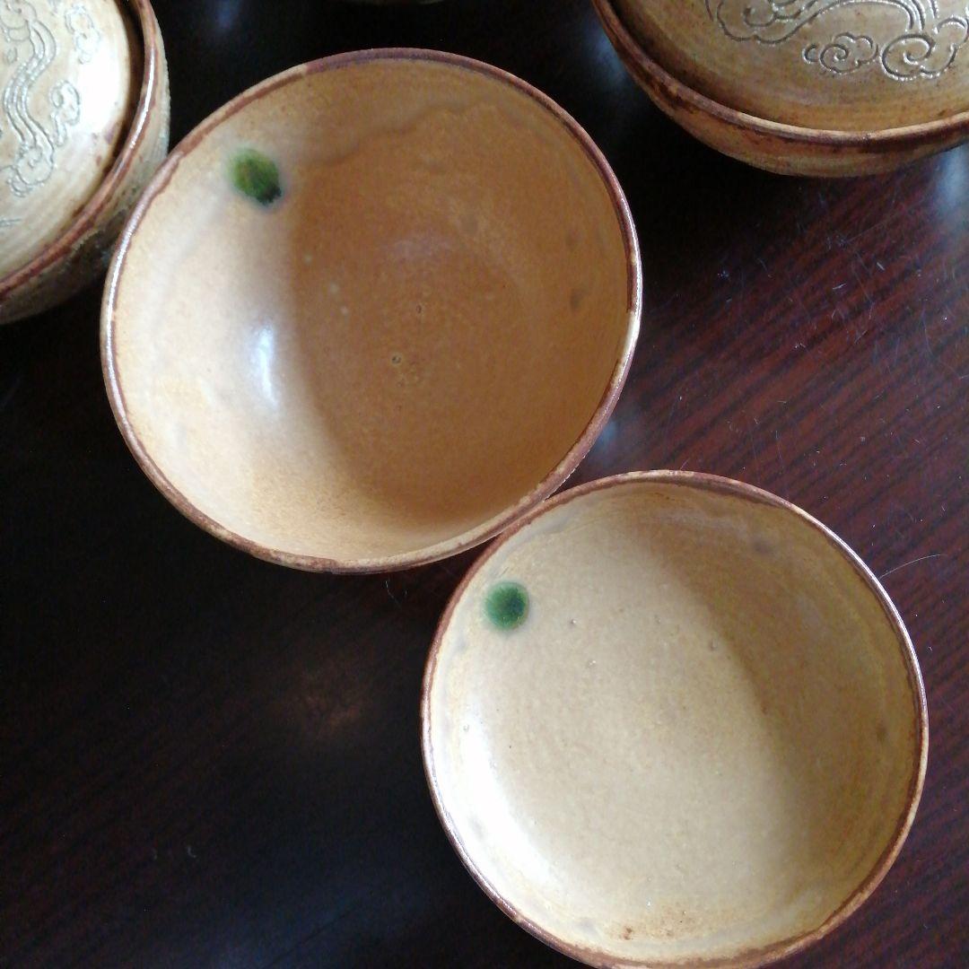 瀬戸焼 加藤春二 黄瀬戸蓋茶碗 20客 大正～昭和初期