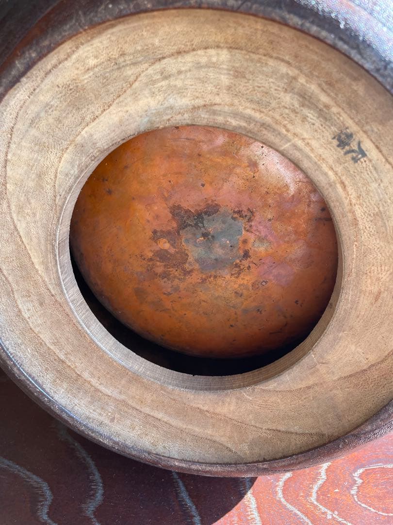 美品 時代 桐火鉢 秋草蒔絵 火鉢 螺鈿入り 茶道具 骨董品 木製火鉢 100