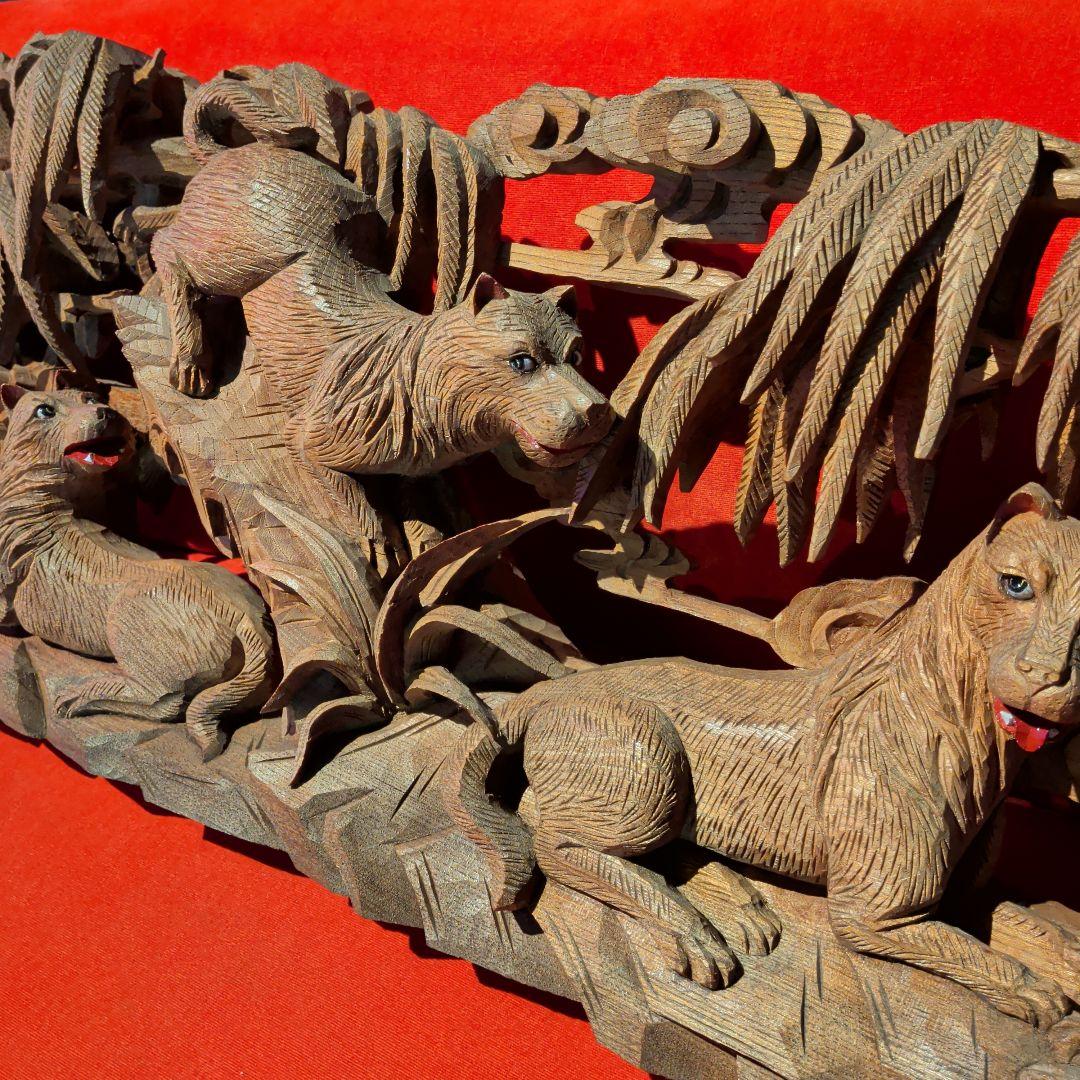 彫刻 木彫 欄間 だんじり 山車 神社仏閣 犬 動物 和柄