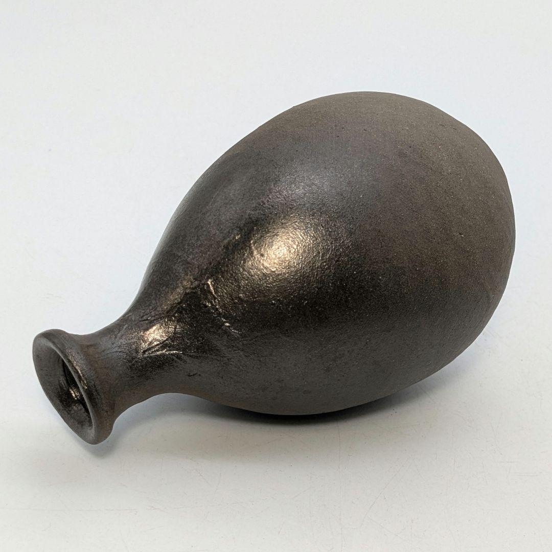 岡山県重要無形文化財 山本出 備前焼 銀彩徳利A 酒器 花器