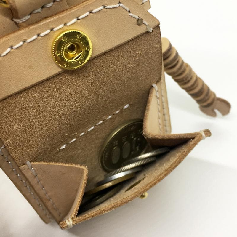 【本革】ケース 小物入れ あずき色 ロボット レザー ハンドメイド
