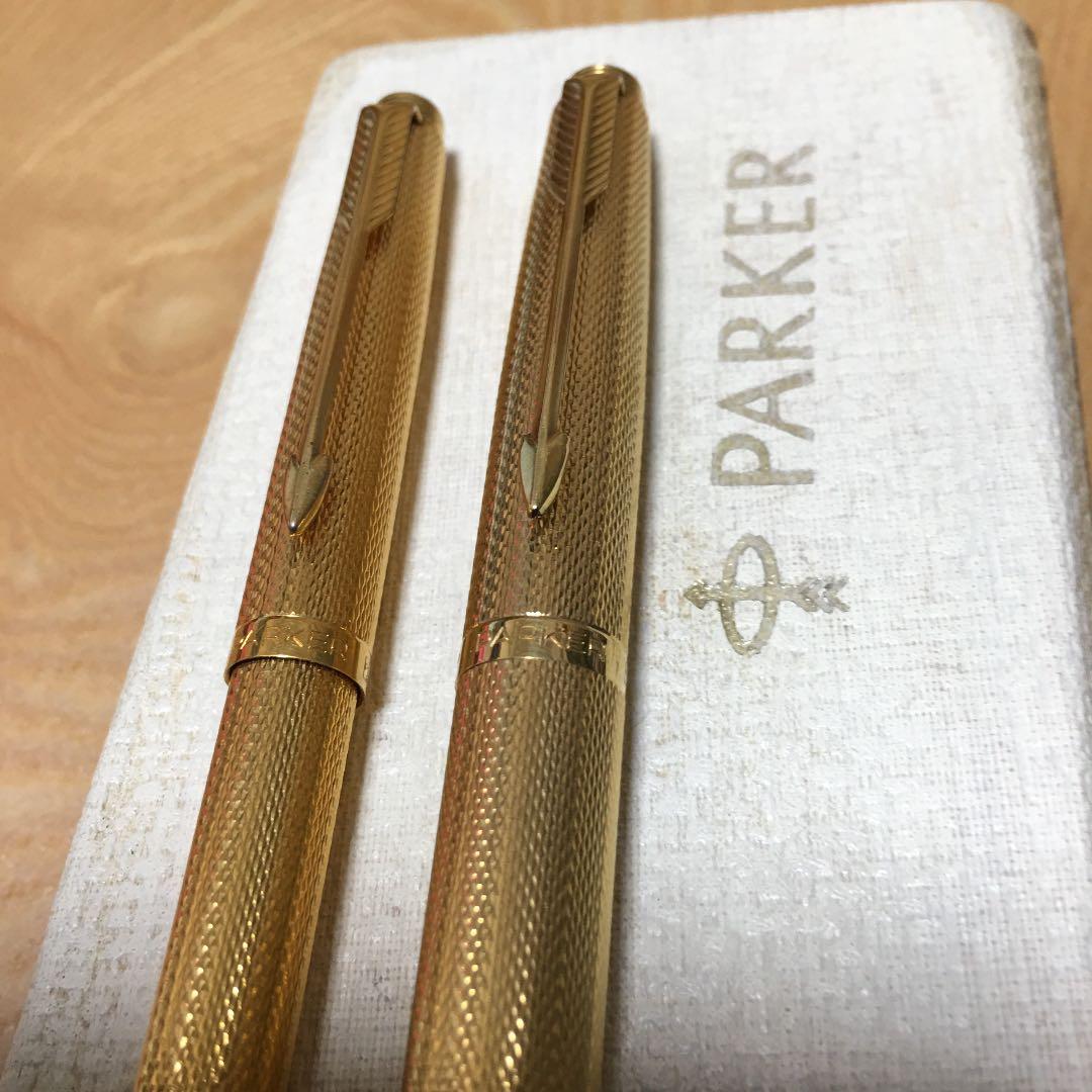 希少】PARKER フランス製14K （585刻印）万年筆 ボールペンセット