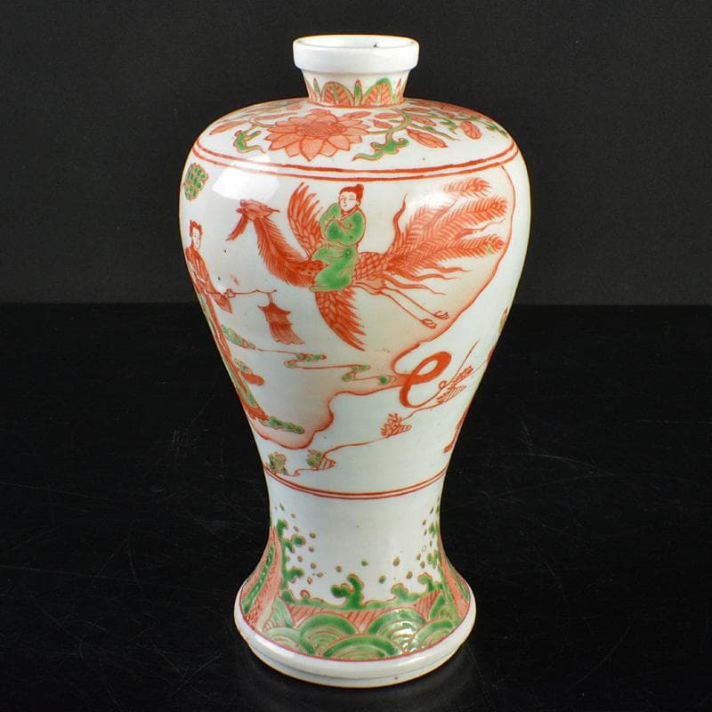 中国 大明萬暦年製款 赤絵 鳳凰人物文 梅瓶 V R7283 - メルカリ