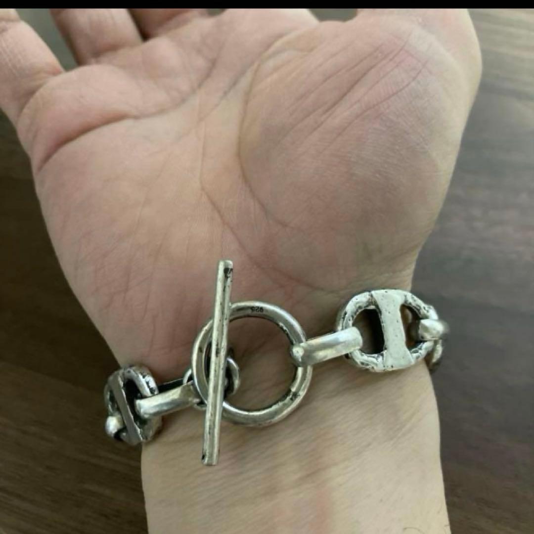 シルバー925砂型鋳造アンカーチェーンブレスレット