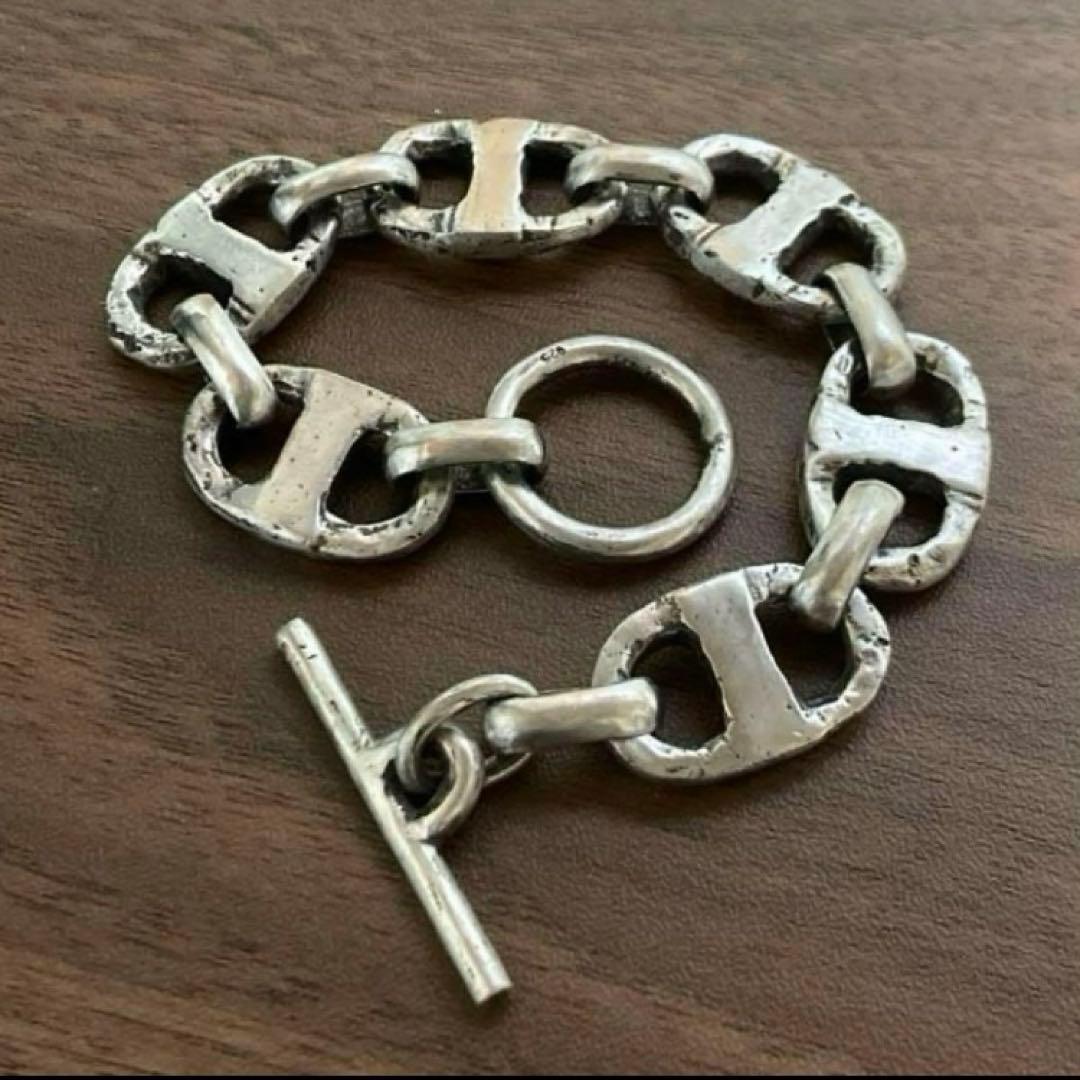 シルバー925砂型鋳造アンカーチェーンブレスレット