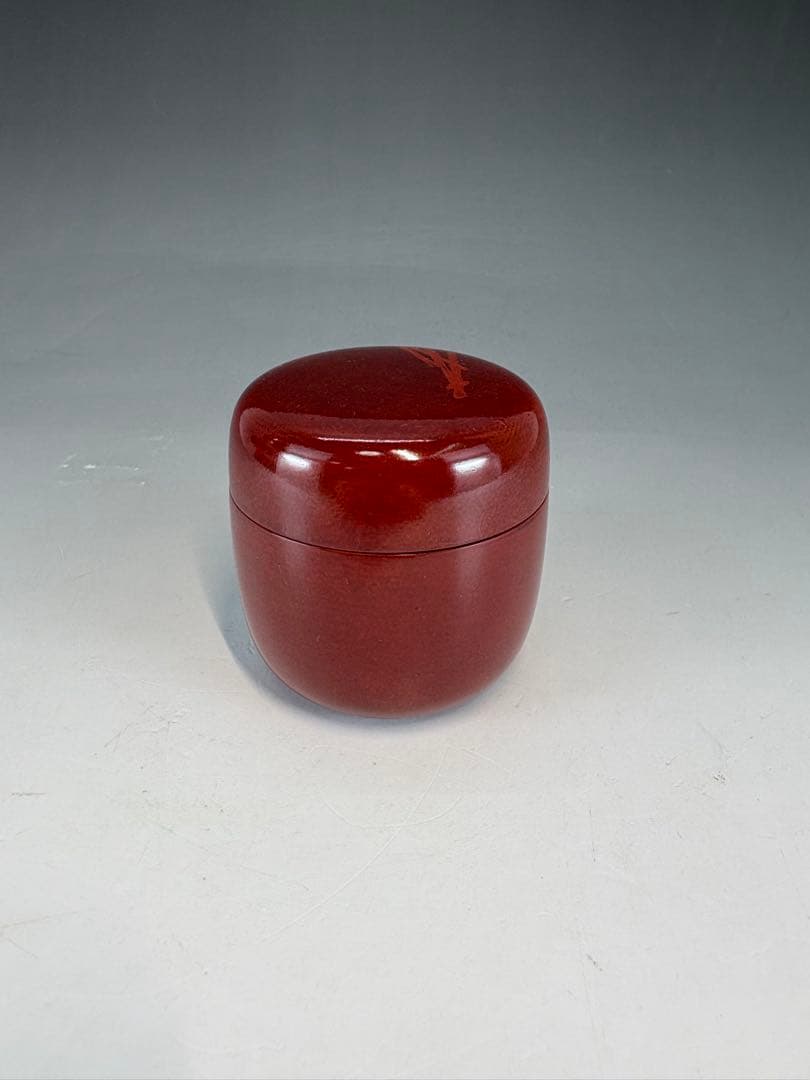 中古】讃岐後藤塗 松葉ノ画尻張棗 堀内宗完書付（共箱）