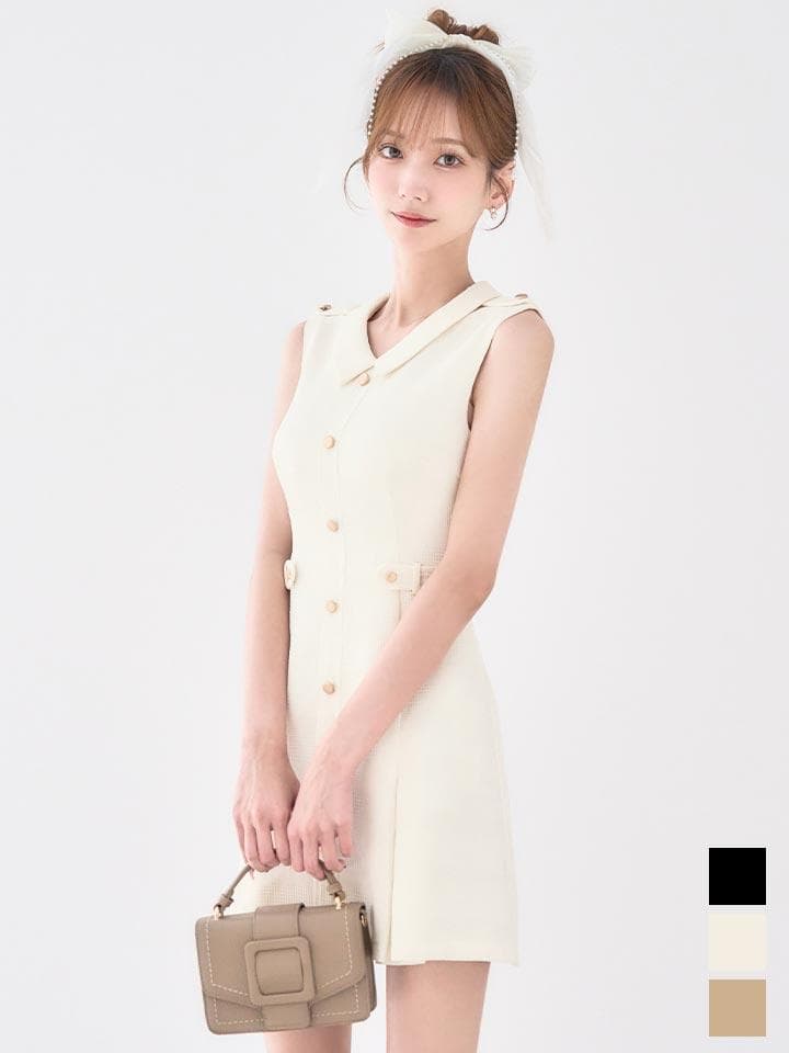 JEWELS/ジュエルズ 襟付きノースリーブプリーツミニドレス　XSサイズ