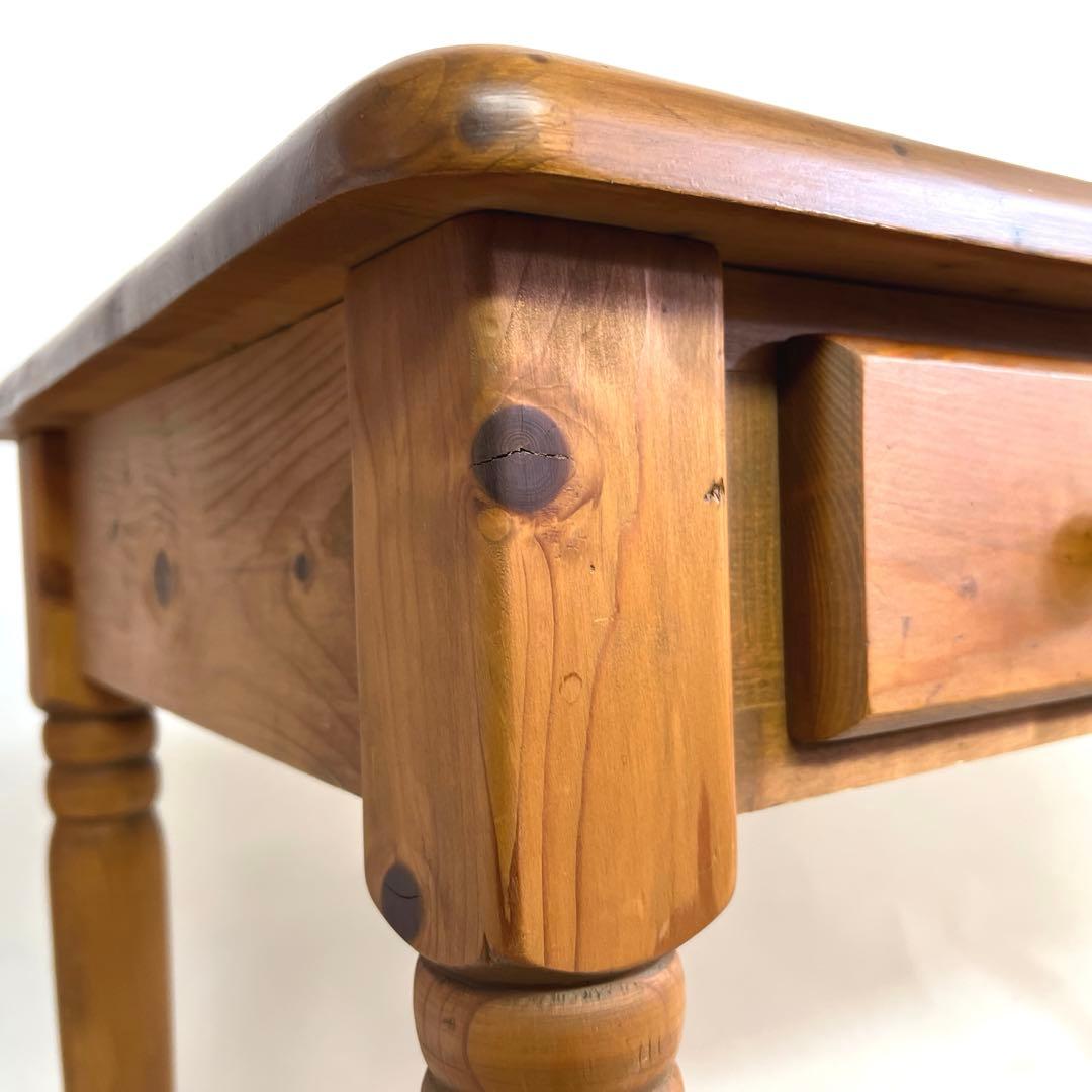 パイン材デスク・横幅120cm・作業台 引き出し付きテーブル・無垢材造り