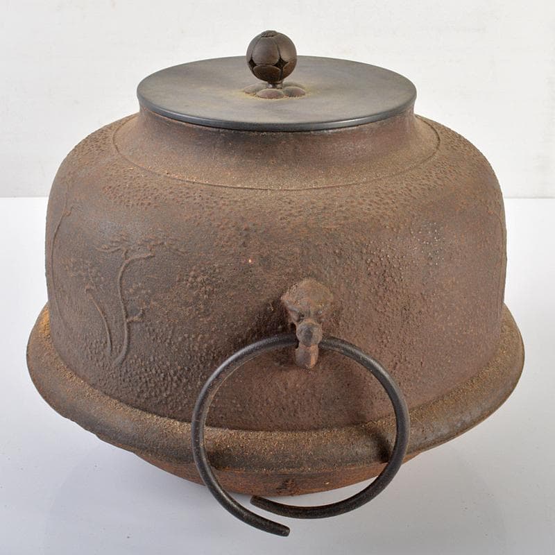 茶道具　人間国宝　釜師　角谷一圭作　浜松紋　真形釜　芦屋写　共箱　MR6331B