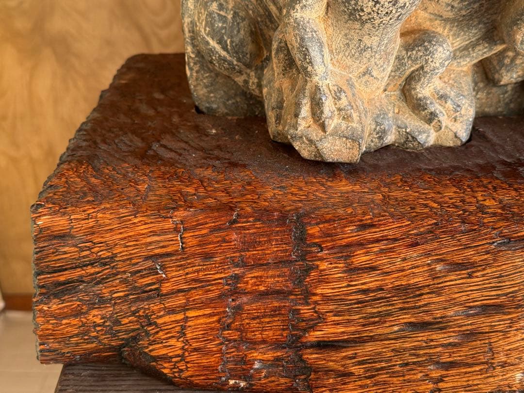 中国 石佛 三尊佛 台付 仏教美術 高さ約51cm 送料込み