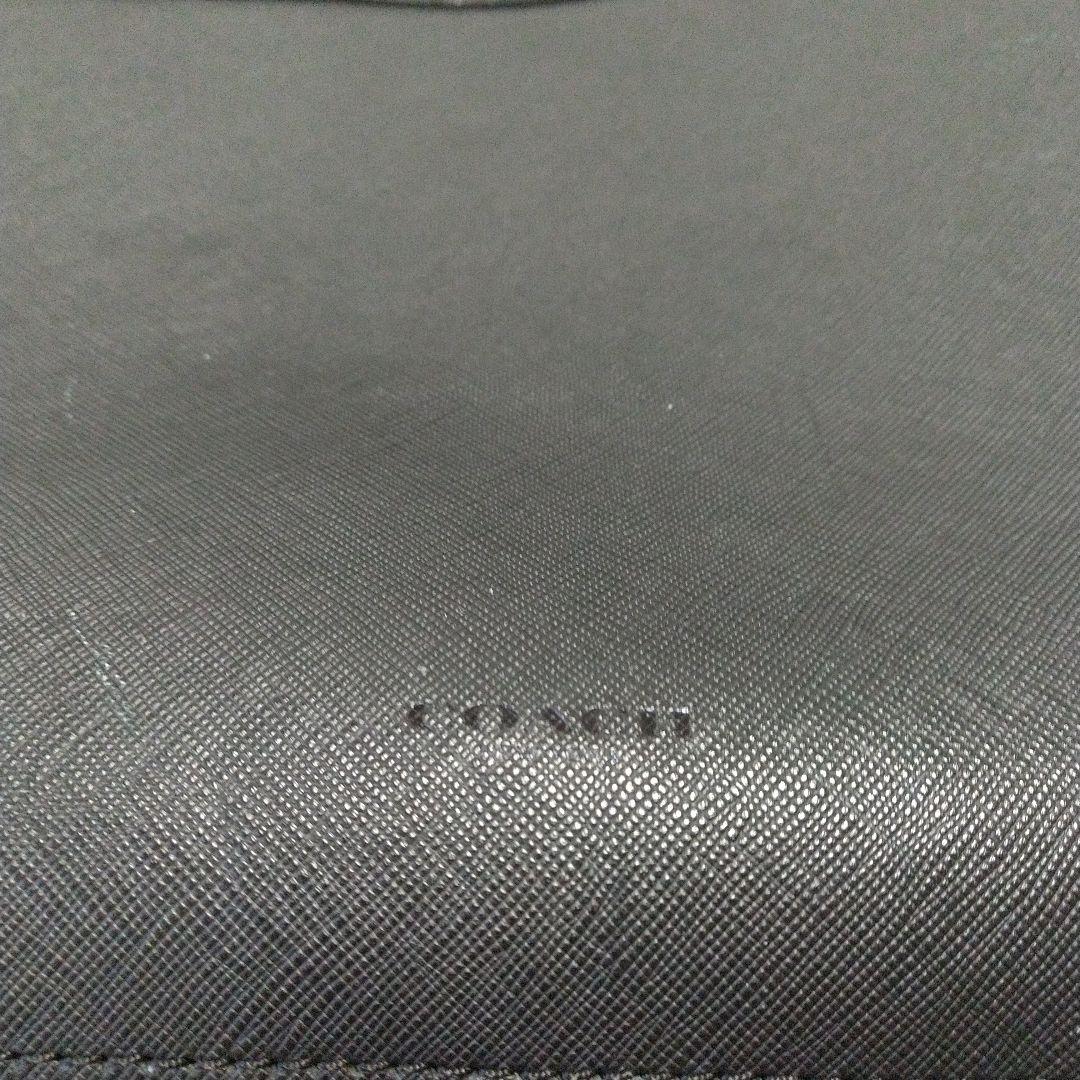 【美品】COACH コーチ ビジネスバッグ黒 レザー 刻印ロゴ A4収納可