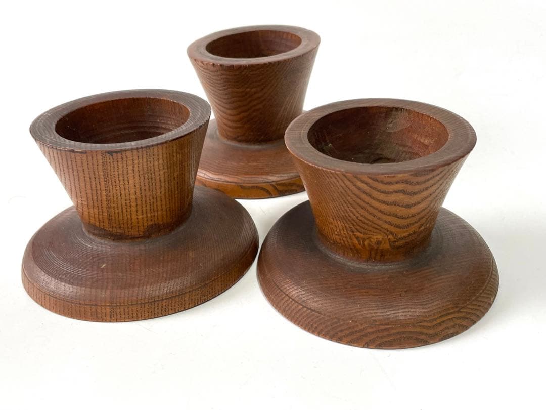 骨董　アンティーク　李朝　木彫　台皿　高足皿　３点　台座　朝鮮骨董