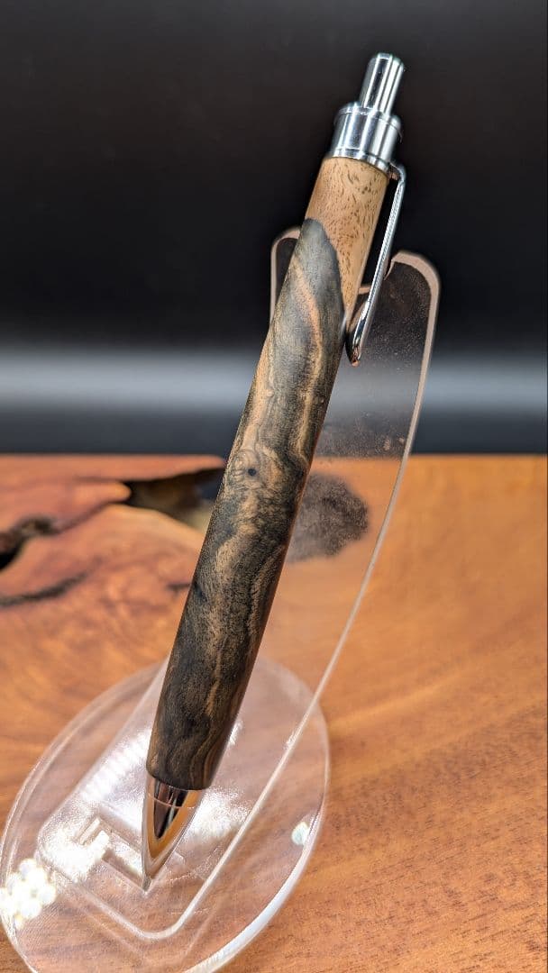 598極上　黒檀　瘤杢　ツートン　木軸シャーペン　ボールペン