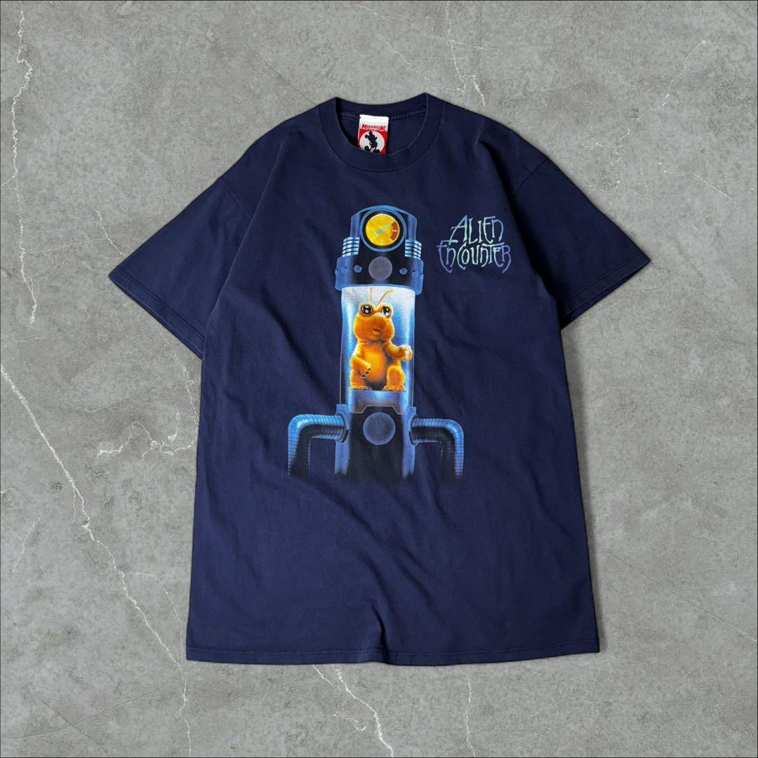 希少】90s USA製 ALIEN ENCOUNTER Tシャツ L ネイビー - メルカリ