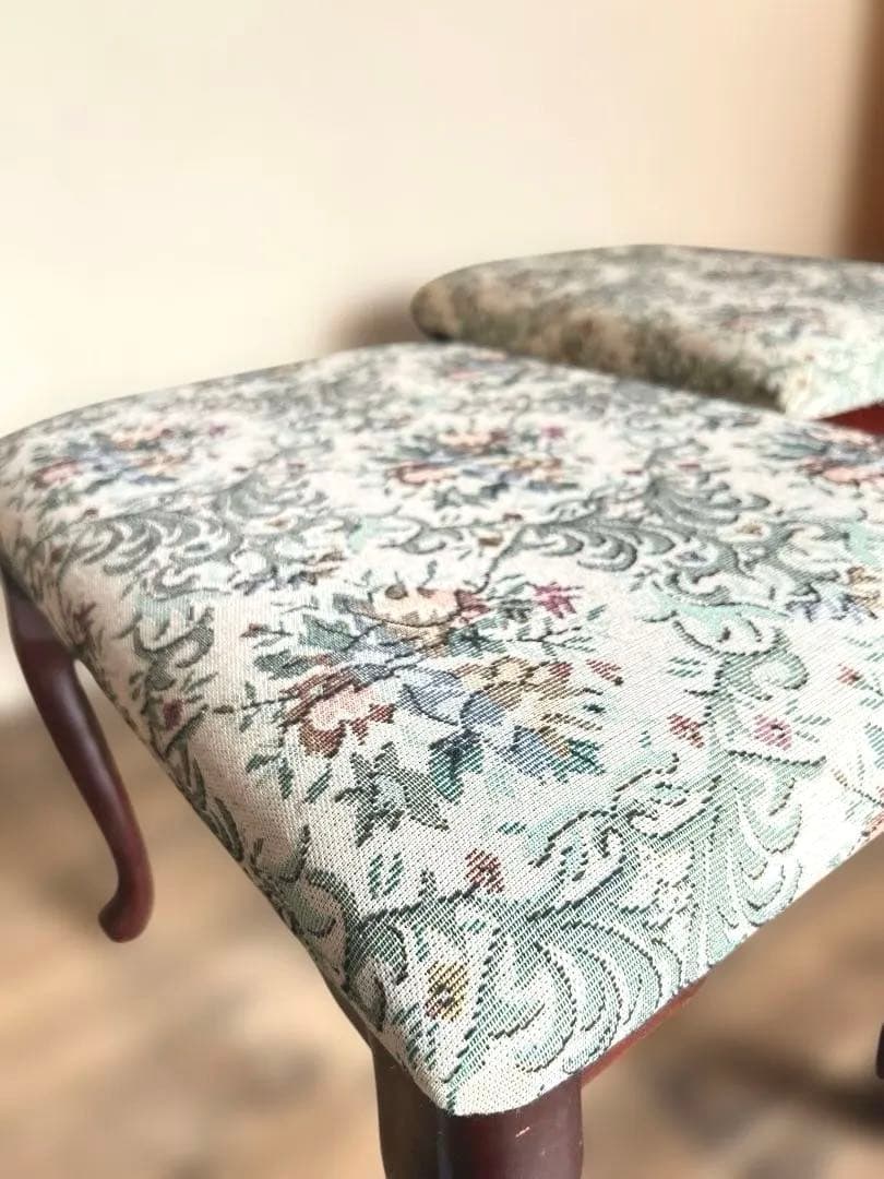 猫脚スツール 無垢材 ゴブラン調（1脚／2セット可）1970–90s 日本製