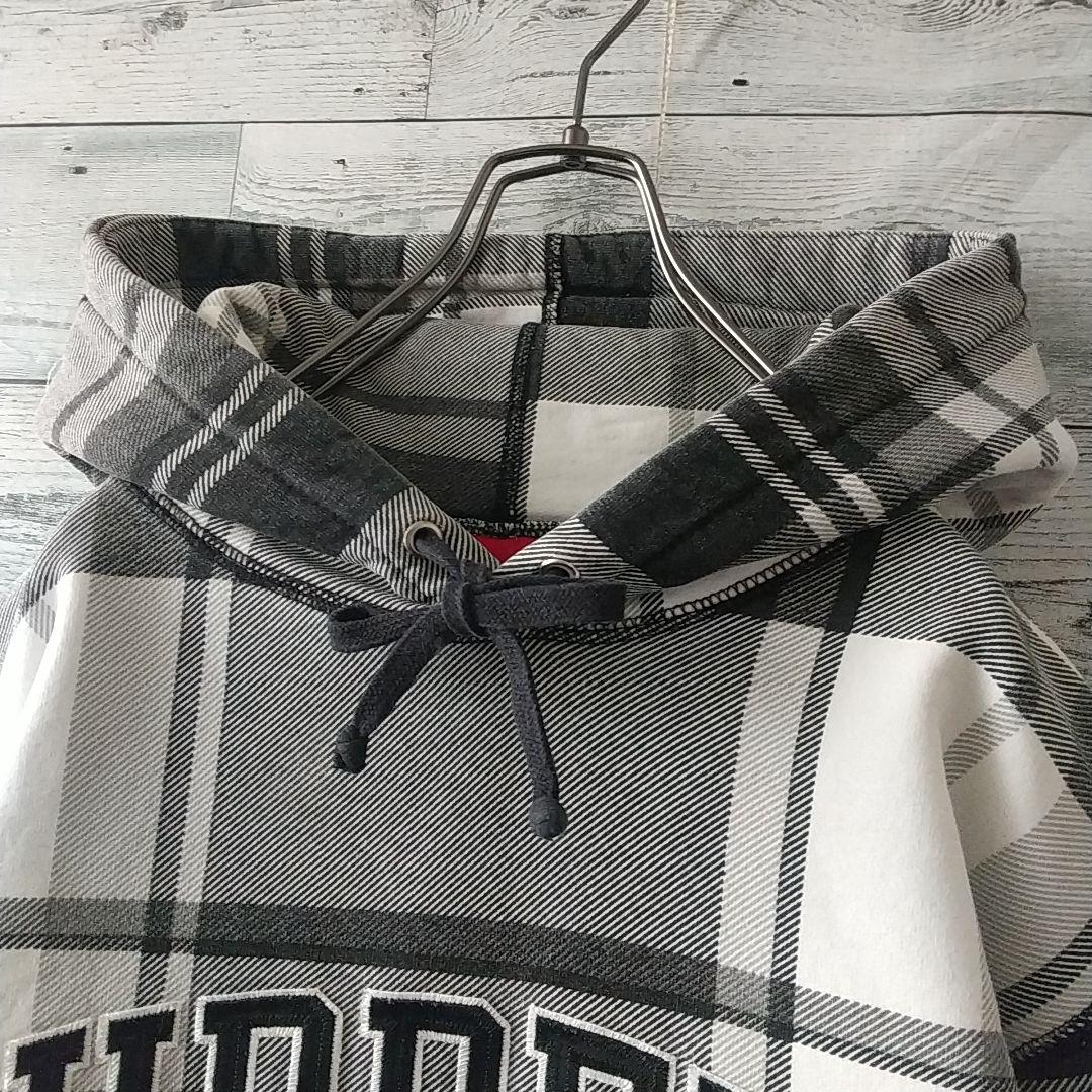 人気デザイン☆シュプリーム 刺繍 アーチロゴ チェック柄 パーカー M