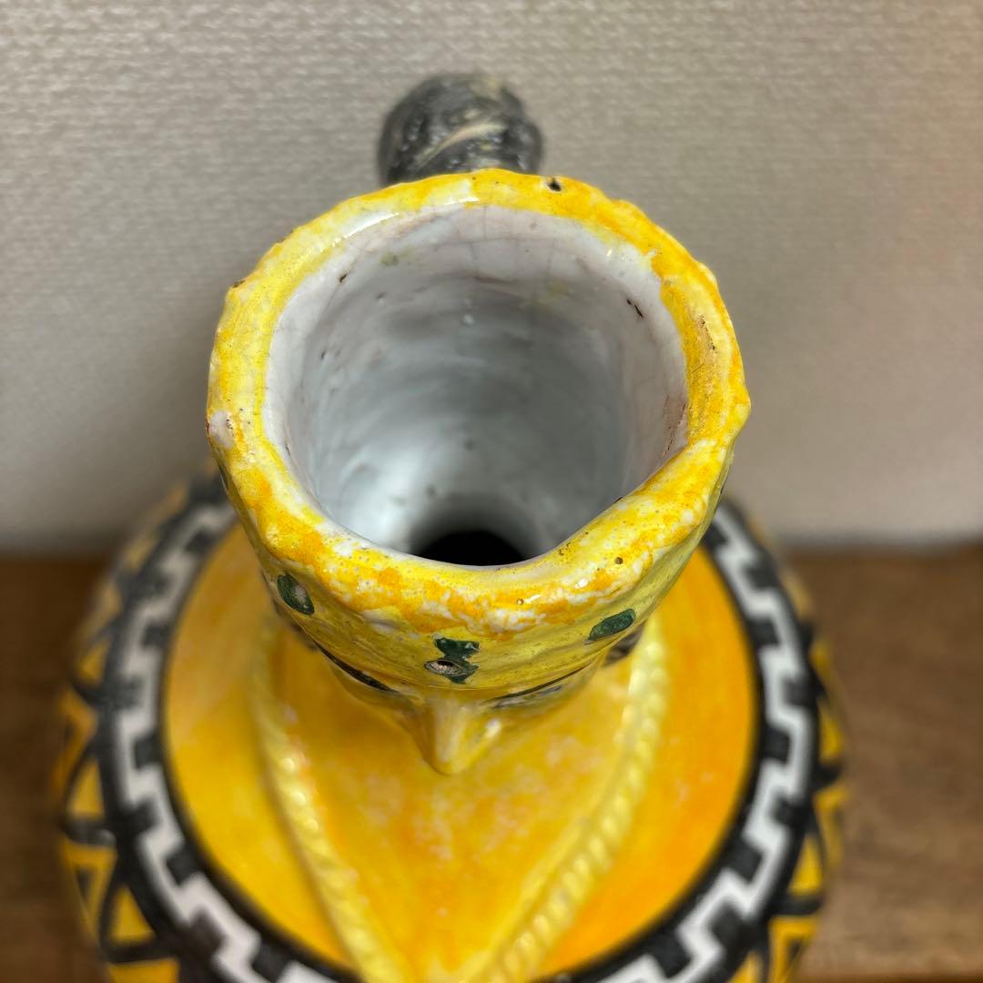 イタリア アンティーク マジョリカ焼き マジョリカ陶器 花瓶 壺1930