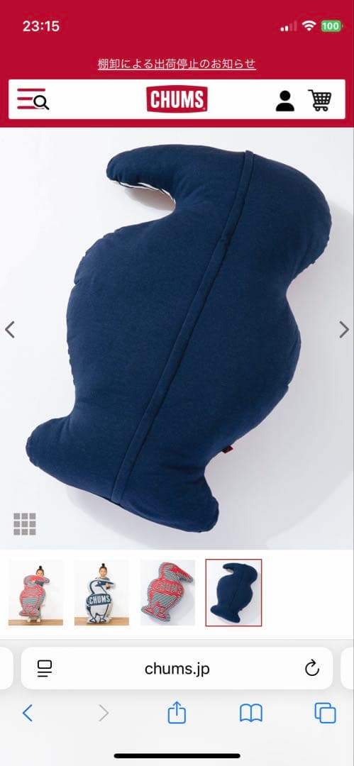 チャムス、ブービーバード、ビッグクッション