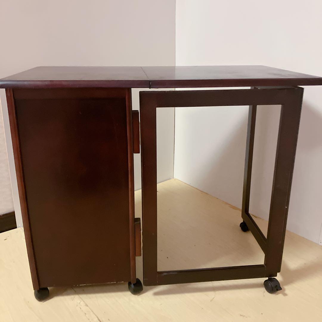 バタフライテーブル　折りたたみテーブル　キャスター付き　キッチンテーブル