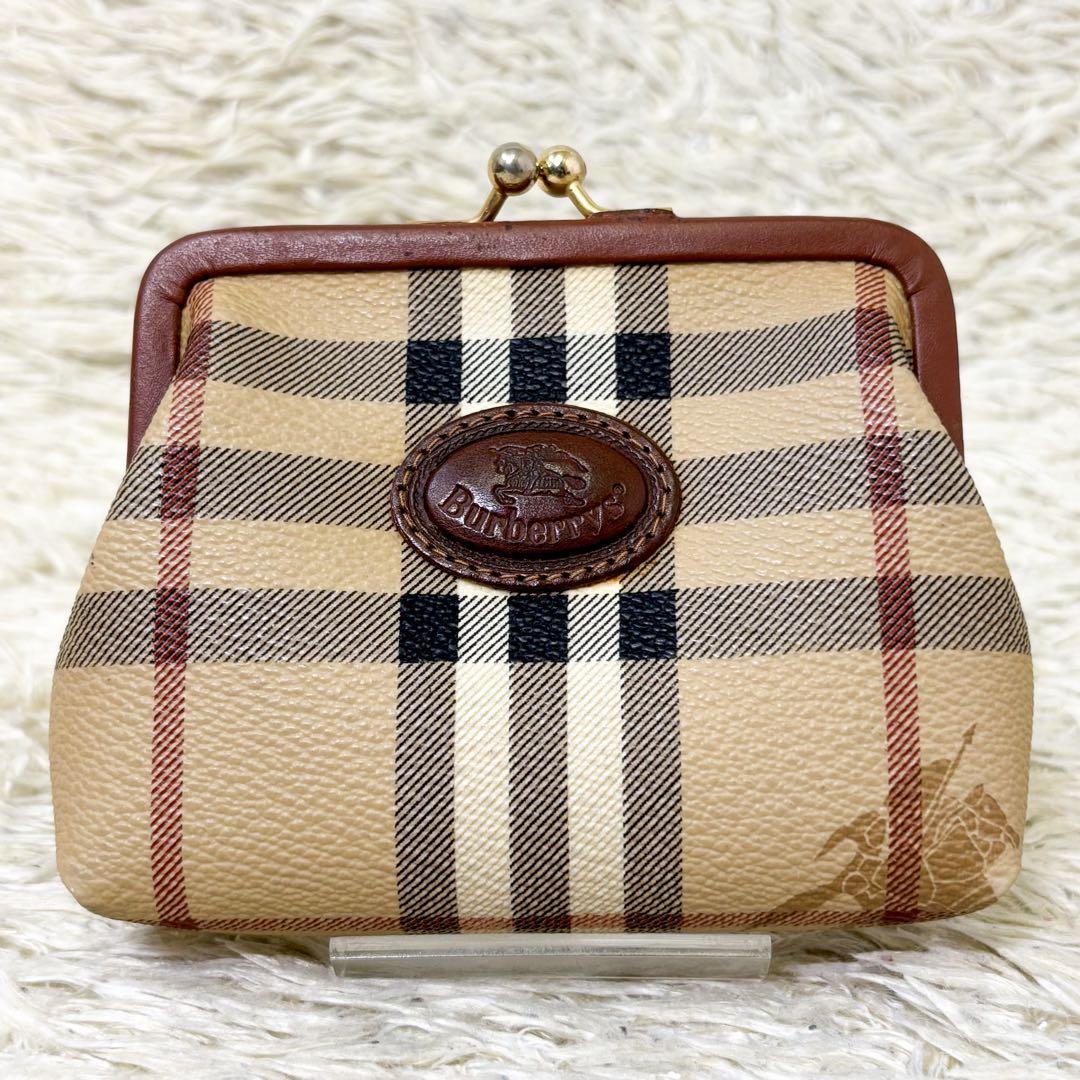 【美品】バーバリー ケース がま口 シャドーホース ノバチェック PVC