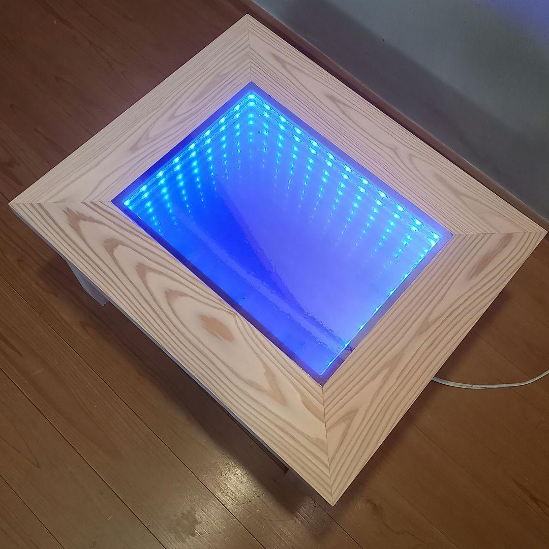 限定品 国産杉 無限ブラックホール コーヒーテーブル ブルー ロー