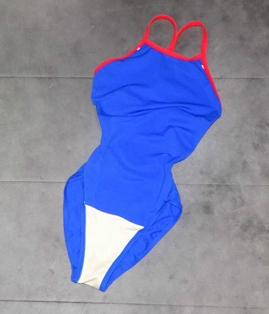 特注】XL(LL)サイズ ブルー＆レッドパイピング ミズノ競泳水着 Mizuno