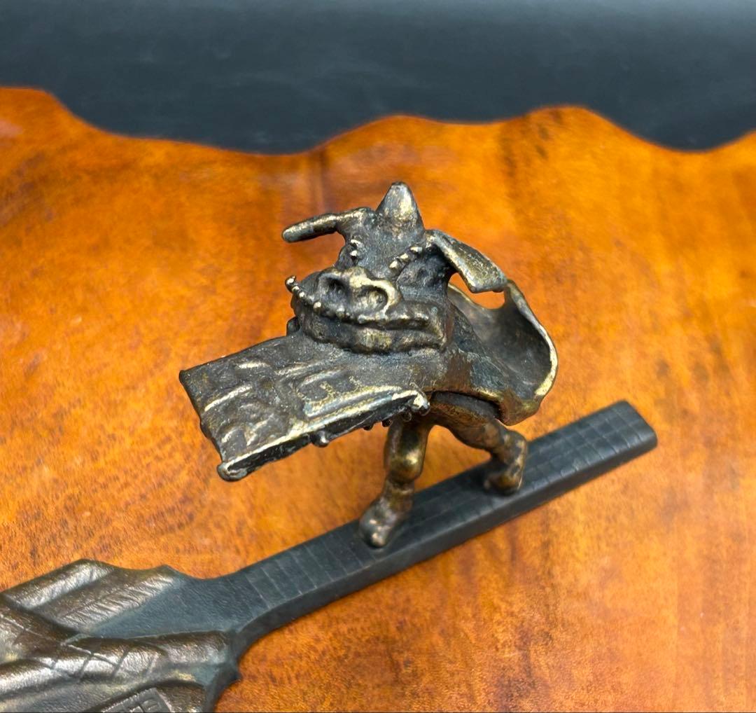 文鎮 ペーパーウエイト 高岡銅器 なきべそ　獅子舞　下尾治彦 作