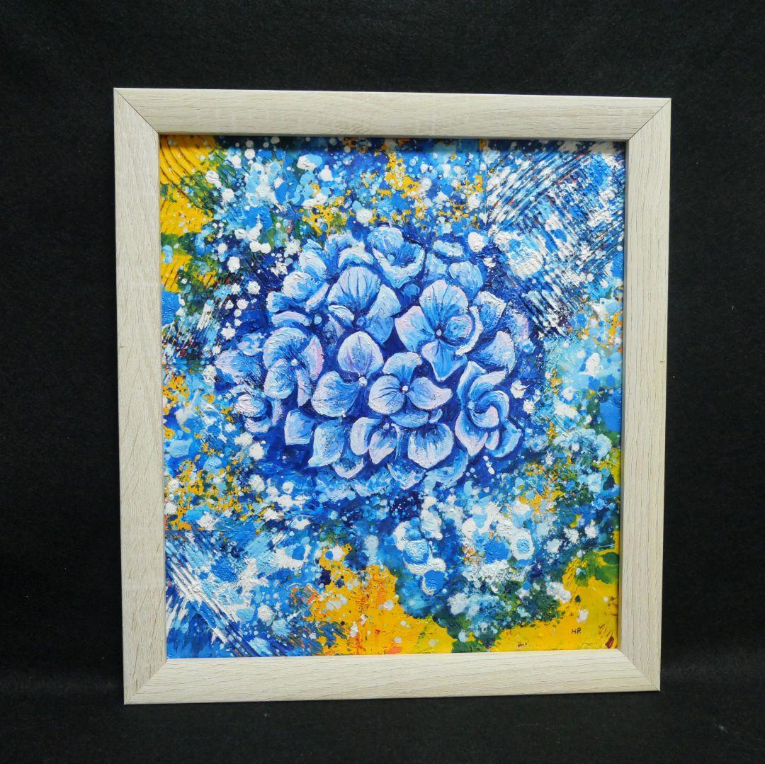 油絵 油彩 油彩画 絵 絵画【雨と紫陽花】