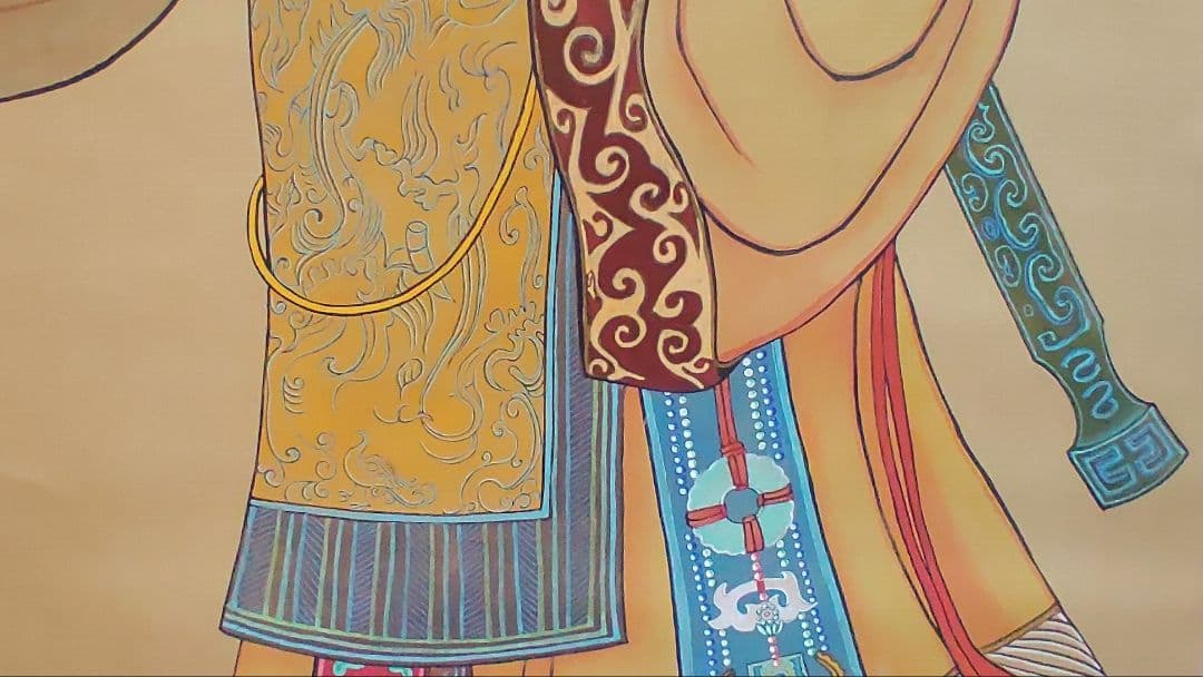 人気の中国画@ 孫文秀・劉松岩 1983年 賛に秦始皇帝の肖像画 肉筆