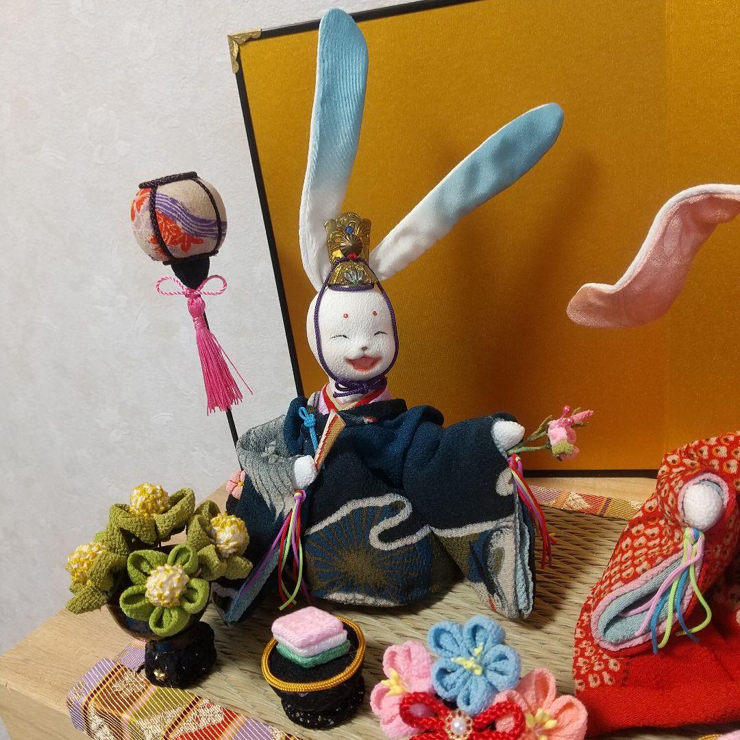 うさぎお雛様花祭り　雛人形　兎　ハンドメイド　縮緬